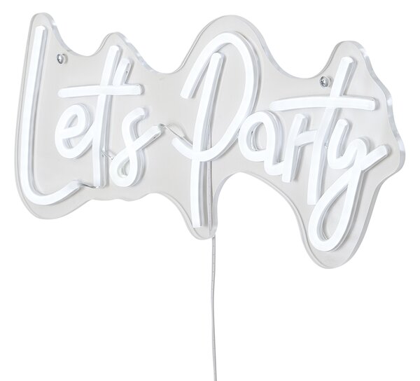 Neónová nástenná lampa biela vrátane LED - Let's Party