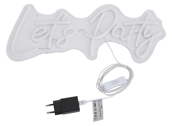 Neónová nástenná lampa biela vrátane LED - Let's Party