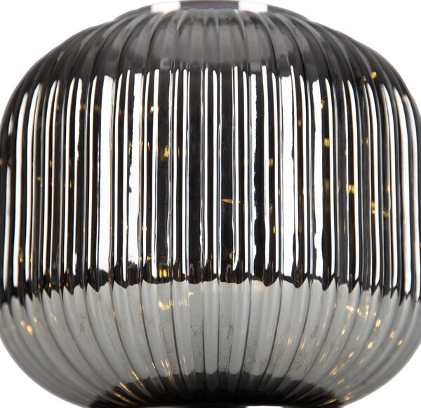 Stolná lampa Art Deco čierna s dymovým sklom vrátane svetelnej šnúry E27 - Karel