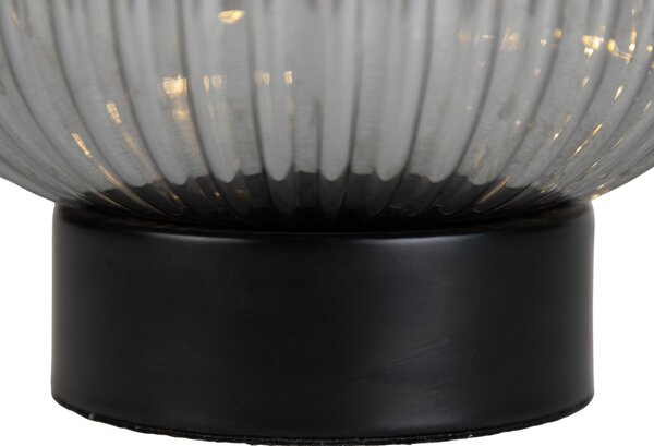 Stolná lampa Art Deco čierna s dymovým sklom vrátane svetelnej šnúry E27 - Karel