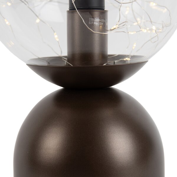 Stolná lampa Hotel Chic tmavý bronz s čírym sklom vrátane svetelnej šnúry E27 - Pallon Trend