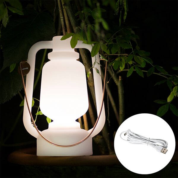 Stolná lampa biela IP44 vrátane Bluetooth reproduktora - Storm Music