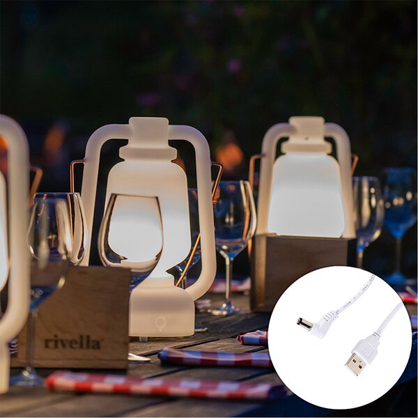 Nabíjateľná stolná lampa 30 cm IP44 biela - Storm Small