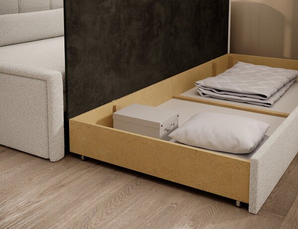 Rozkladacia váľanda s úložným priestorom 75x200 SLORA - biela, pravé prevedenie