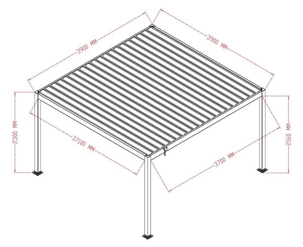 Hliníková bioklimatická pergola s lamelami 4 x 4 M