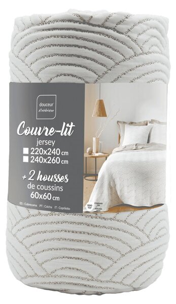 Biela/béžová súprava prikrývky a obliečky na vankúš jersey 220x240 cm Cassandra – douceur d'intérieur