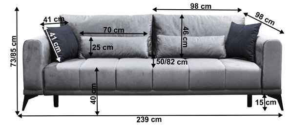 KONDELA Rozkladacia pohovka, svetlosivá/sivá, GRACE BIG SOFA
