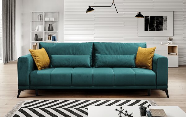 KONDELA Rozkladacia pohovka, smaragdová/horčicová, GRACE BIG SOFA