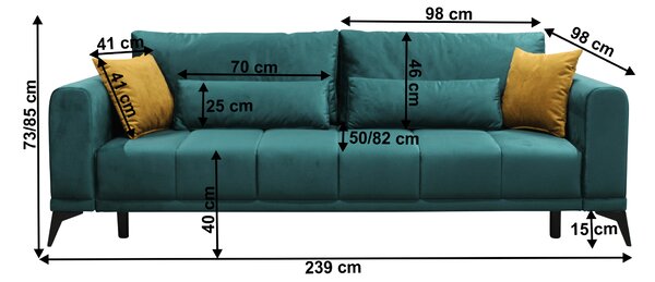 KONDELA Rozkladacia pohovka, smaragdová/horčicová, GRACE BIG SOFA