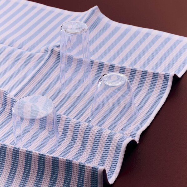 Utěrka z organické bavlny Canteen Sky blue / Light Pink Stripe