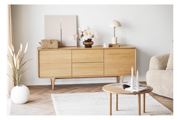 Okrúhly konferenčný stolík z dubového dreva v prírodnej farbe ø 70 cm Jena – House Nordic
