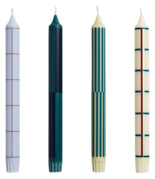 Svíčky Pattern Green / Silver – set 4 ks