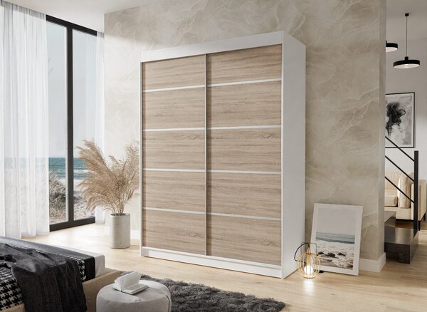 ŠATNÍKOVÁ SKRIŇA EMA 150 cm BIELA / DUB SONOMA