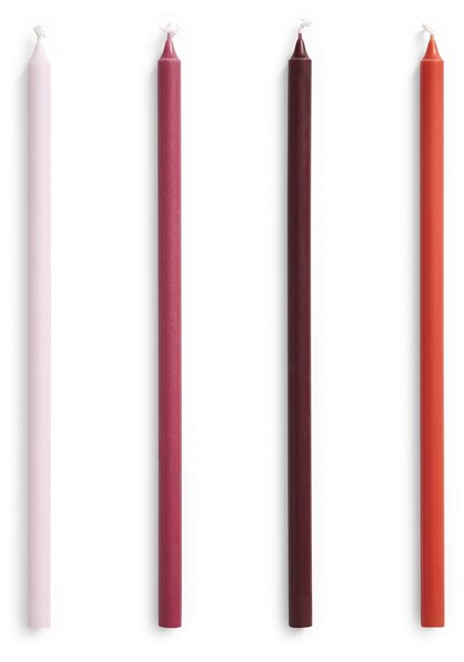 Svíčky Slim Pink / Red Ø 1,2 cm – set 4 ks