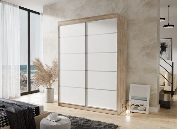 ŠATNÍKOVÁ SKRIŇA EMA 150 cm DUB SONOMA / BIELA