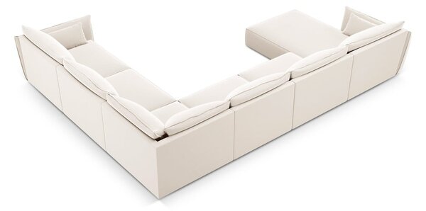 Béžová zamatová rohová pohovka (pravý roh/do "U") Vanda – Mazzini Sofas