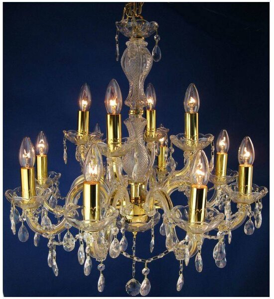 Zlatý krištáľový luster Maria Teresa pre žiarovku 12x E14 – LED lustre a svietidlá > Kolekcie svietidiel > Kolekcia svietidiel MARIA