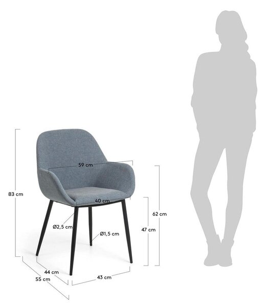 Modré čalúnené jedálenské kreslo Konna – Kave Home