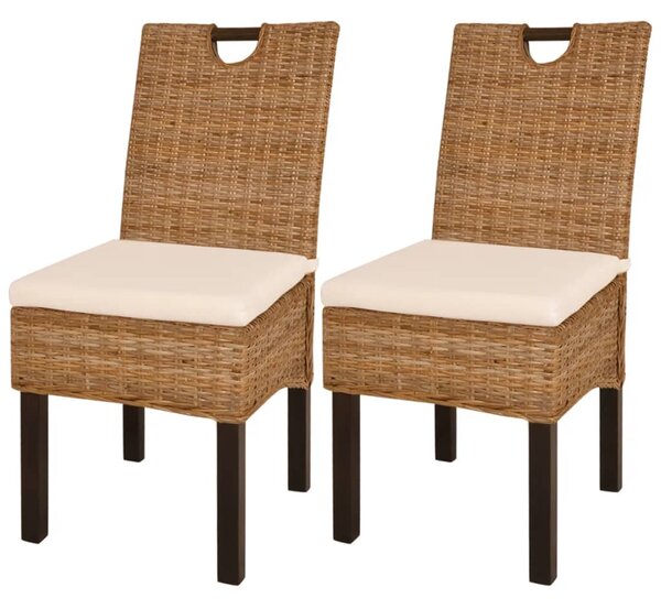 Jedálenské stoličky, 2 ks, ratan kubu a mangové drevo
