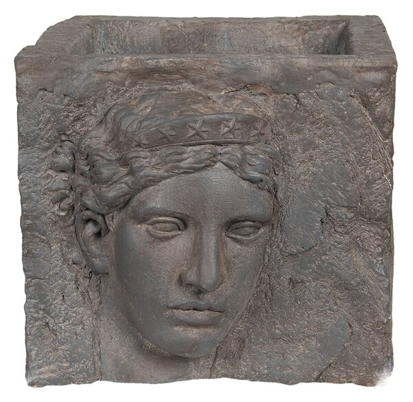 Šedý kvetináč s bustou v antickom štýle Géraud - 38*43*34 cm - Clayre & Eef
