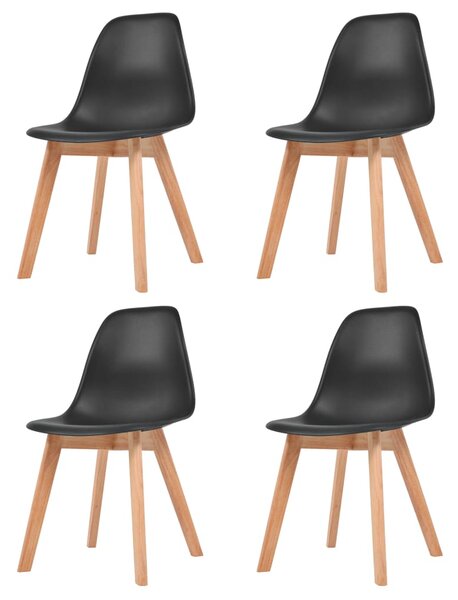 Jedálenské stoličky 4 ks, čierne, plast