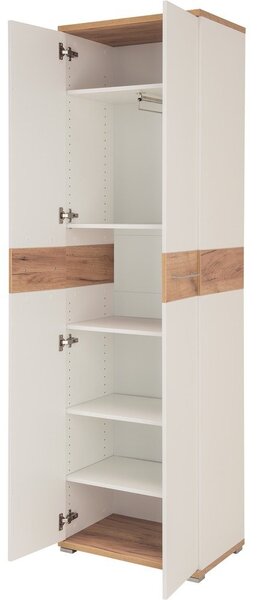 Biela prírodná šatníková skriňa v dekore duba 59x199 cm Topix – Germania