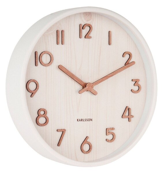 Biele nástenné hodiny z lipového dreva Karlsson Pure Small, ø 22 cm