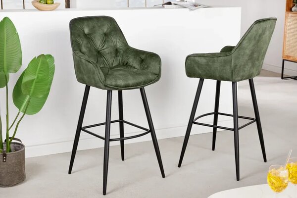Nemecko - Dizajnová barová stolička MILANO, zelená, zamat