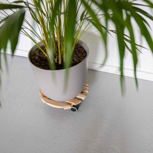 Drevený pojazdný podstavec pod kvetináč ø 29 cm (výška 8 cm) Indoor – Esschert Design