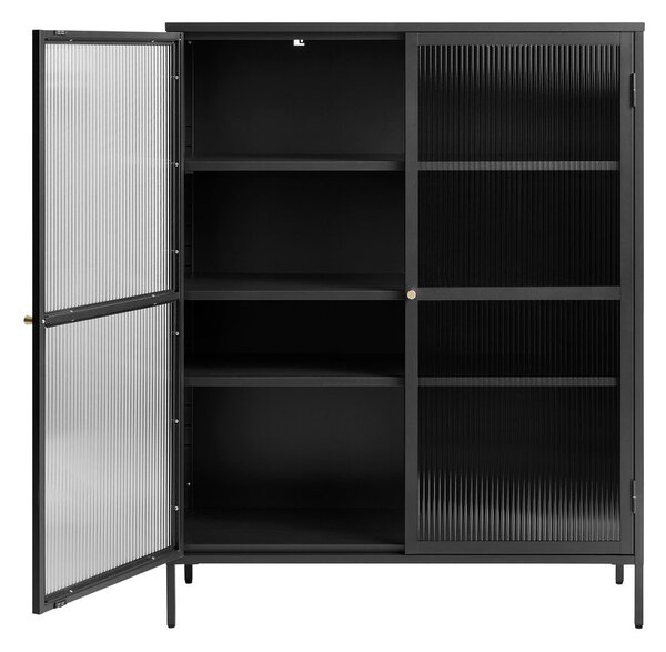 Čierna kovová vitrína 111x140 cm Bronco – Unique Furniture