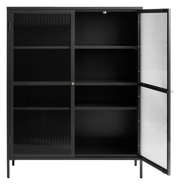 Čierna kovová vitrína 111x140 cm Bronco – Unique Furniture
