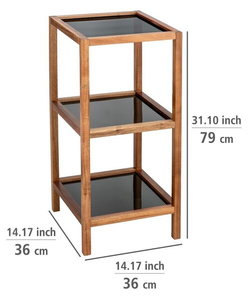 Sklenený kúpeľňový regál v čierno-prírodnej farbe 36x79 cm Fondi – Wenko