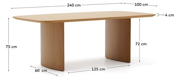 Jedálenský stôl v dekore duba v prírodnej farbe 100x240 cm Litto – Kave Home