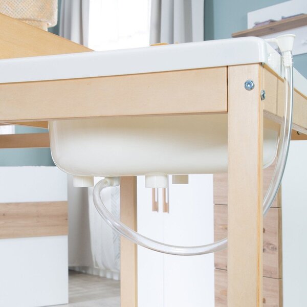 Prebaľovací pult v dekore brezy v bielo-prírodnej farbe Baby Pool – Roba