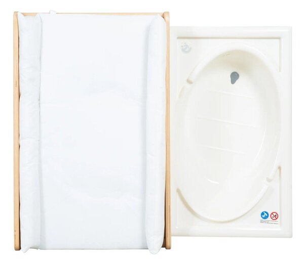 Prebaľovací pult v dekore brezy v bielo-prírodnej farbe Baby Pool – Roba