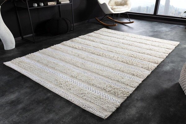 Nemecko - Ručne tkaný koberec WOOL CLOUD 230x160 cm, slonová kosť, bavlna