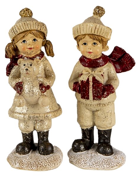 2 ks dekoratívne sošky detí v zimnom oblečení - 4 * 4 * 11 cm