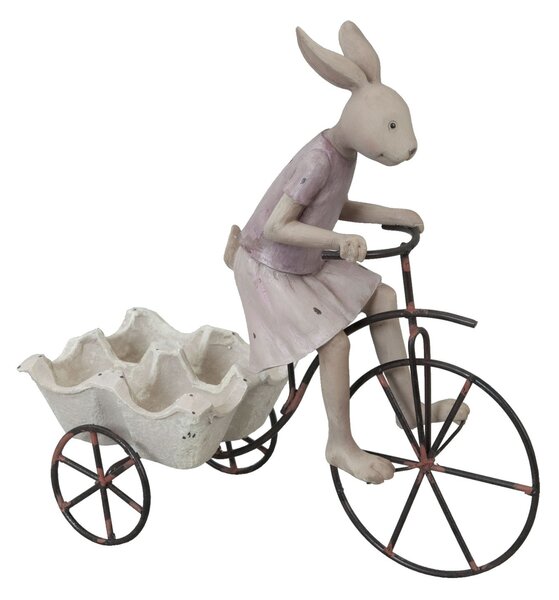 Stojan na vajíčka sa zajačicou na bicykli - 26 * 11 * 24 cm