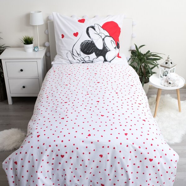 Detské bavlnené obliečky MICKEY & MINNIE LOVE biele Rozmer obliečky: 70 x 90 cm | 140 x 200 cm