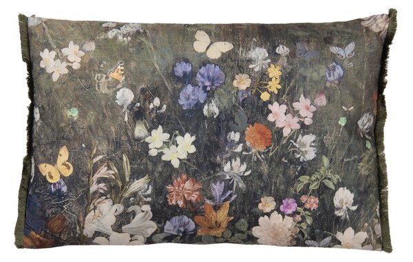 Vintage farebný vankúš s kvetmi a motýľmi - 60 * 40 cm