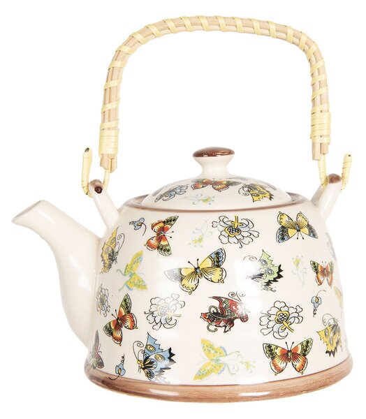 Porcelánová konvička na čaj s motýliky - 17*12*10 cm / 0,6L