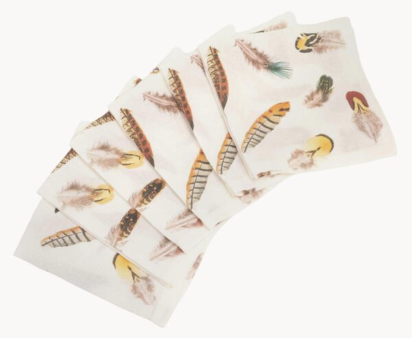 Ľanové obrúsky Feathers, 6 ks