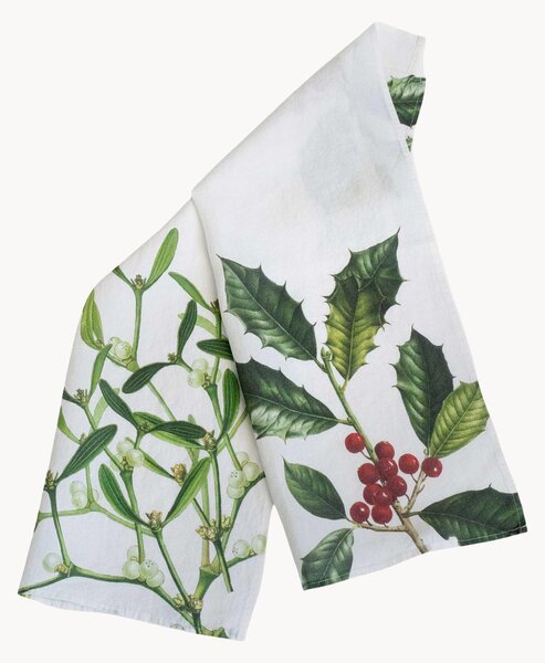 Ľanové kuchynské utierky Holly & Mistletoe, 2 ks