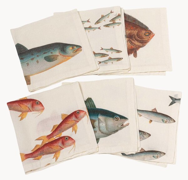 Ľanové obrúsky Sea Fish, 6 ks