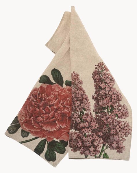 Ľanové kuchynské utierky Peony & Lilac, 2 ks