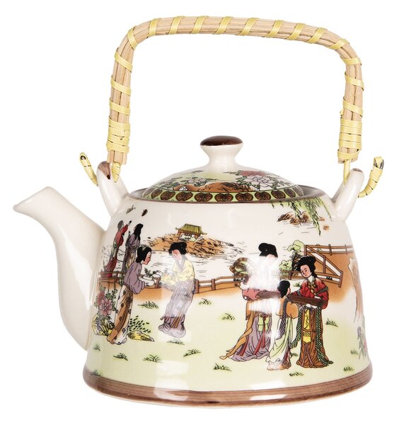 Porcelánová kanvica na čaj s japonskými motívmi - 18*14*12 cm / 0,8L