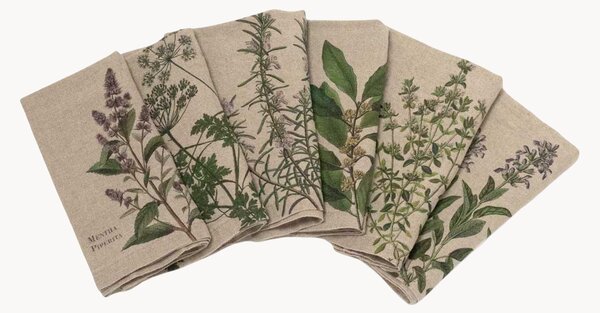 Ľanové obrúsky Fine Herbs, 6 ks