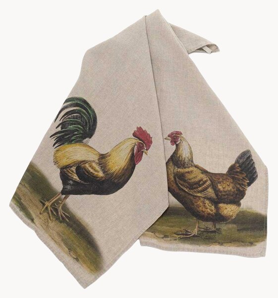 Ľanové kuchynské utierky Rooster & Hen, 2 ks
