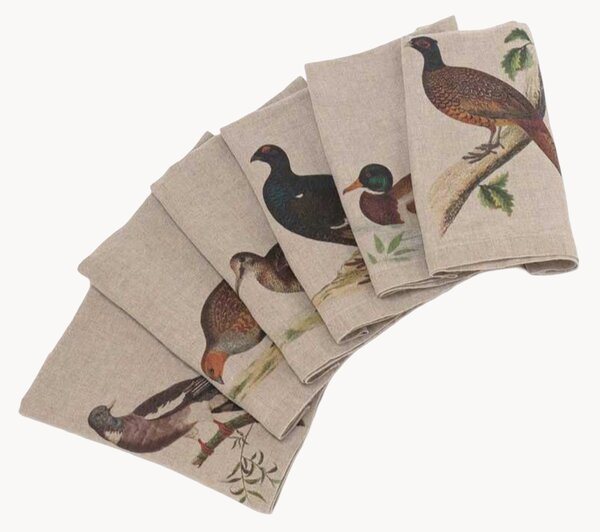 Ľanové obrúsky Forest Birds, 6 ks