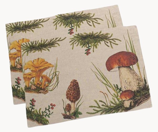 Ľanové prestierania Forest Mushrooms, 2 ks